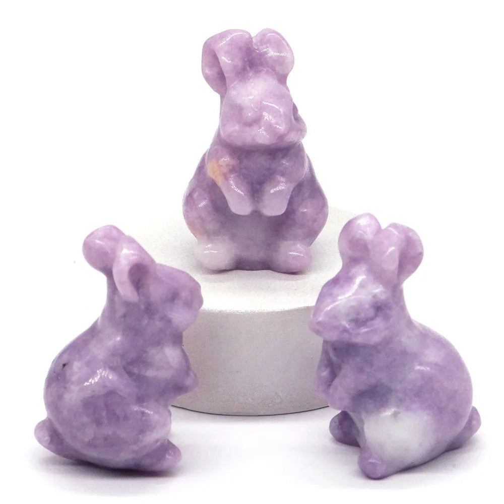 1.5" Elf Rabbit Natural Crystal Amethyst Quartz Agate Bunny Animal Craft Figurines Stone Carving Healing Reiki Home Decor Gift - forbiddengemstones.com