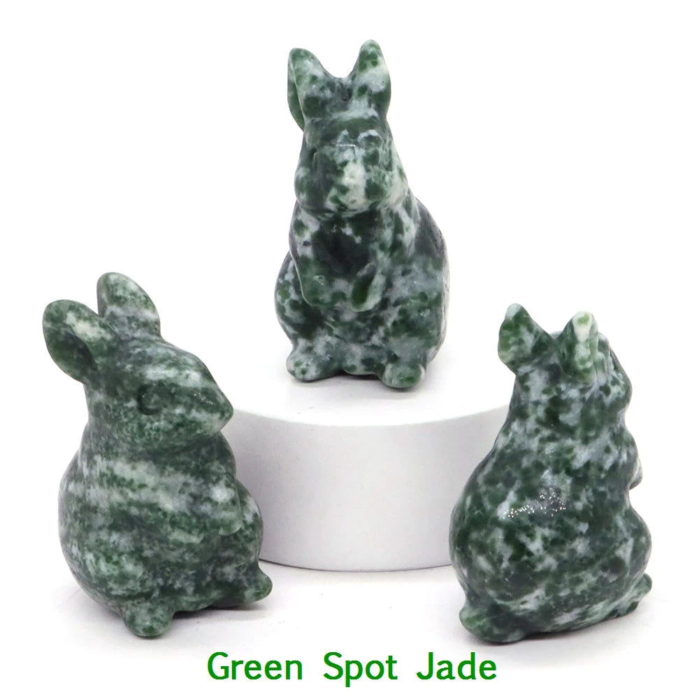1.5" Elf Rabbit Natural Crystal Amethyst Quartz Agate Bunny Animal Craft Figurines Stone Carving Healing Reiki Home Decor Gift - forbiddengemstones.com