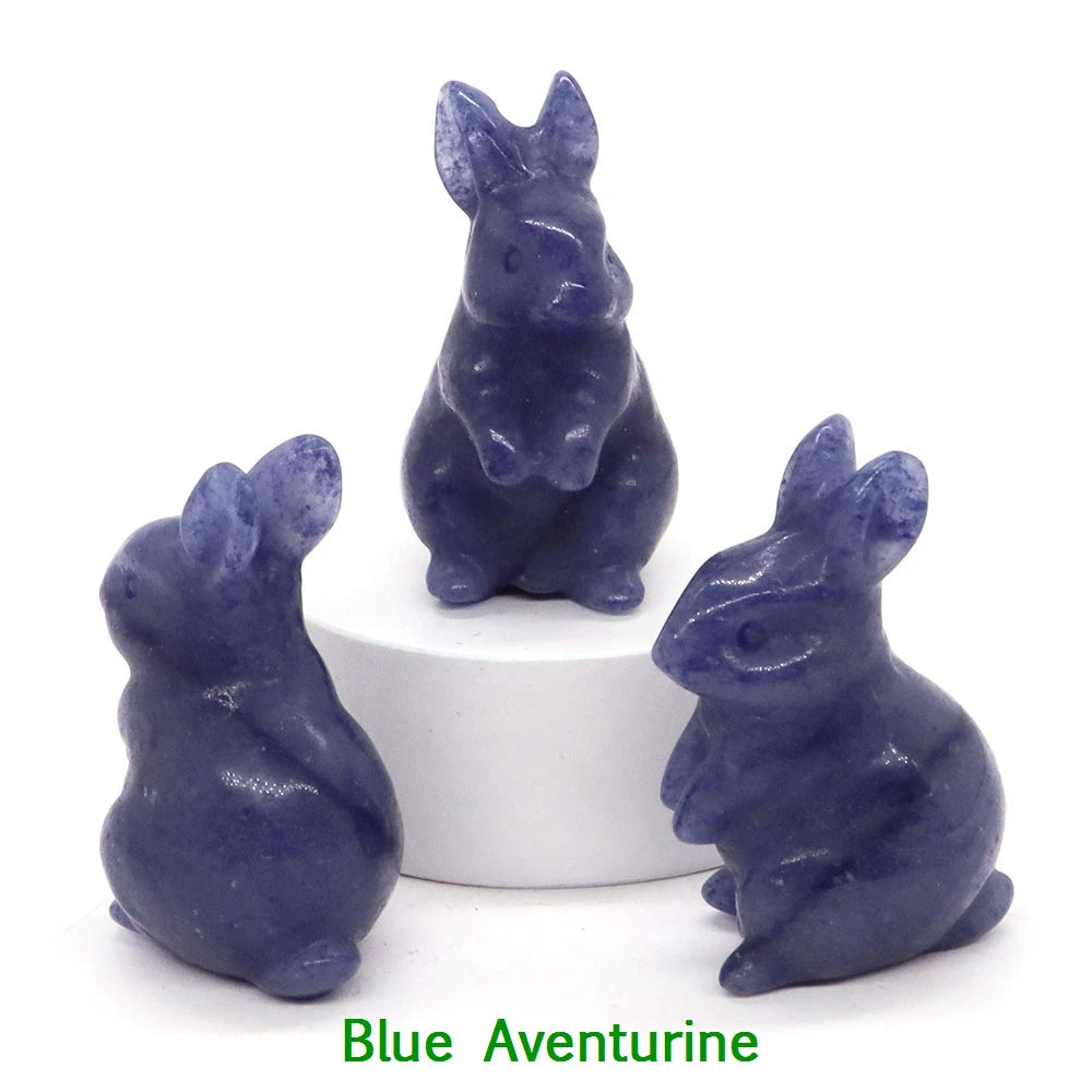 1.5" Elf Rabbit Natural Crystal Amethyst Quartz Agate Bunny Animal Craft Figurines Stone Carving Healing Reiki Home Decor Gift - forbiddengemstones.com