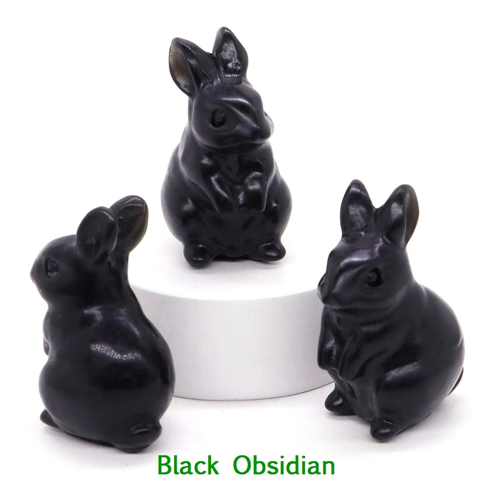 1.5" Elf Rabbit Natural Crystal Amethyst Quartz Agate Bunny Animal Craft Figurines Stone Carving Healing Reiki Home Decor Gift - forbiddengemstones.com