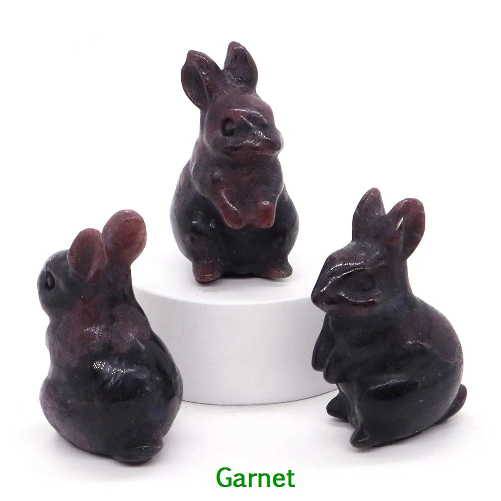 1.5" Elf Rabbit Natural Crystal Amethyst Quartz Agate Bunny Animal Craft Figurines Stone Carving Healing Reiki Home Decor Gift - forbiddengemstones.com