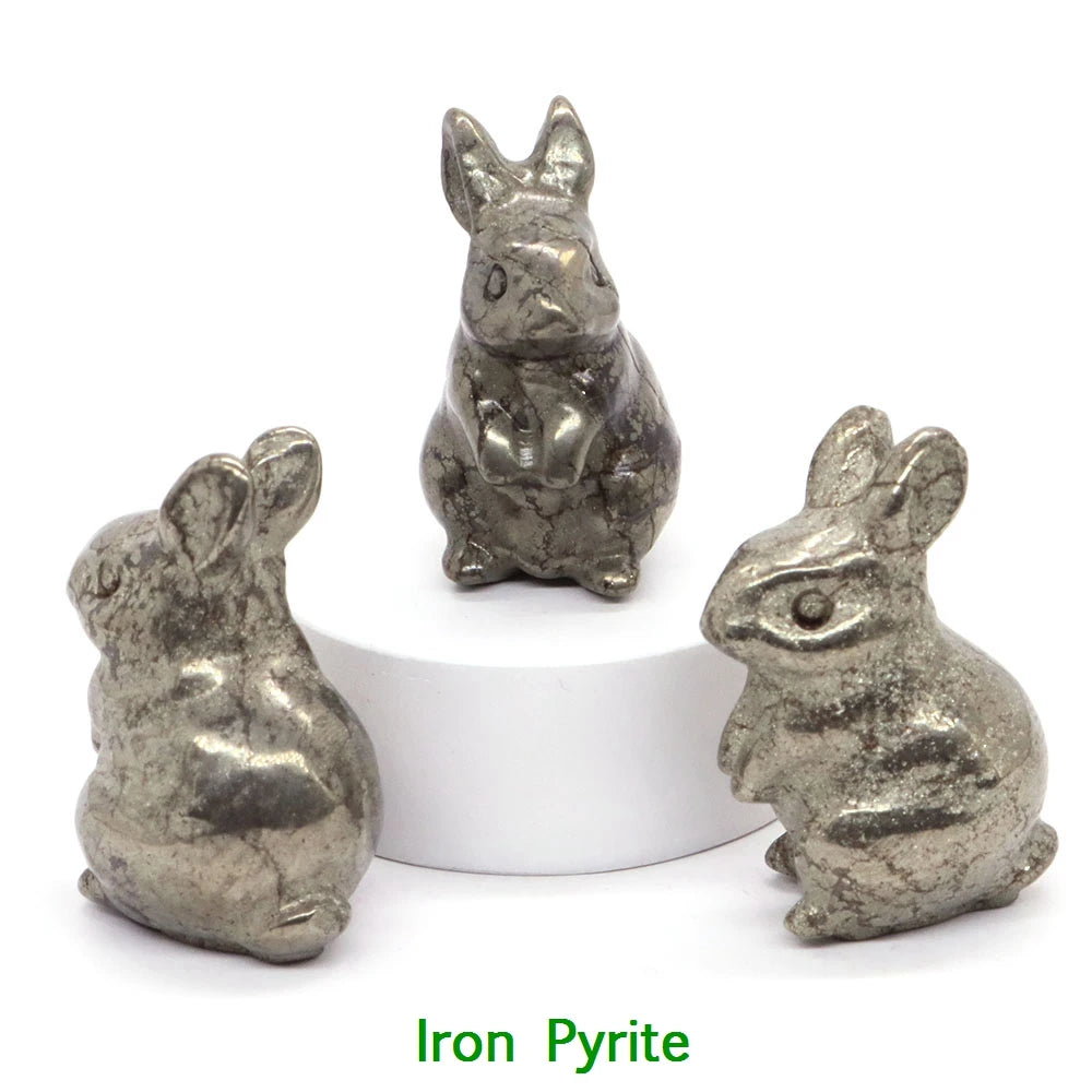 1.5" Elf Rabbit Natural Crystal Amethyst Quartz Agate Bunny Animal Craft Figurines Stone Carving Healing Reiki Home Decor Gift - forbiddengemstones.com