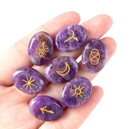 13Pcs Elliptical Natural Rose Quartz Crystal Runes Stone Divination Agate Rune Fortune-telling Reiki Healing Gift Home Decor - forbiddengemstones.com