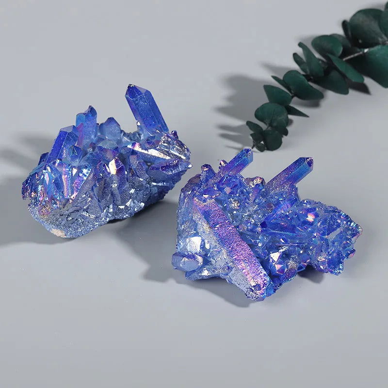 15-70g Blue Crystal Geode Electroplated blue Crystal Pillar Energy Healing Mineral Stone Rock Home Decor Geode Amethyst - forbiddengemstones.com