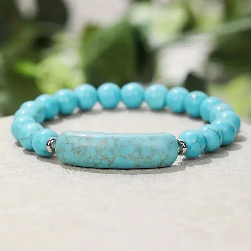 1pc Healing Handmade Stone Bracelet Turquoise Natural Malachite Gemstone Crystal Rough Bracelet Body Energy Yoga - forbiddengemstones.com