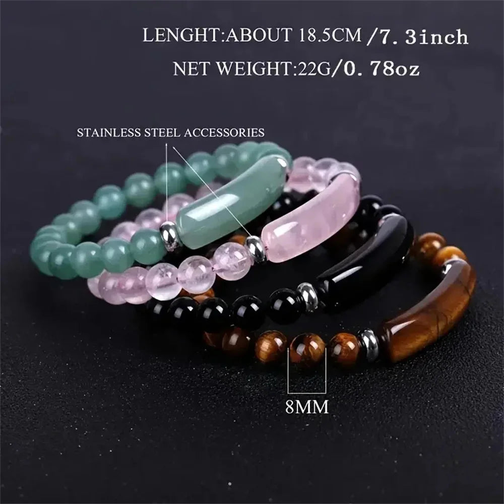 1pc Healing Handmade Stone Bracelet Turquoise Natural Malachite Gemstone Crystal Rough Bracelet Body Energy Yoga - forbiddengemstones.com