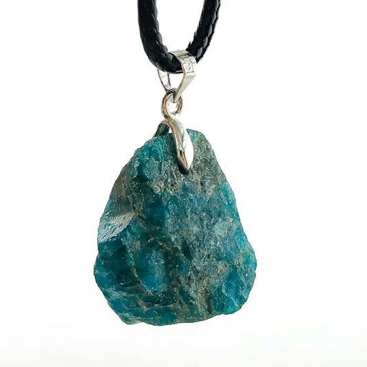 1pc Random Natural Raw Blue Apatite Rough Stone Pendant Necklace Quartz Crystal Mineral Healing Reiki Gift Gemstone Crafts - forbiddengemstones.com