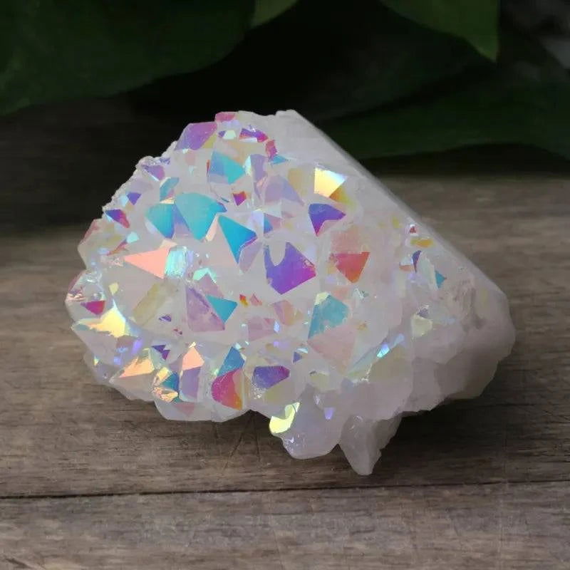 1pcs Natural White Crystal Cluster Electroplated Angel Aura Quartz Stone Mineral Enegry Reiki Healing for Room Decor - forbiddengemstones.com