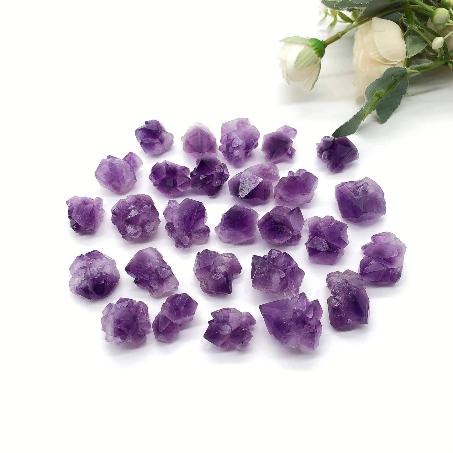 20PCS Natural Amethyst Cluster Flower Irregular Raw Stone Mineral Specimen Crystal Quartz Reiki Healing Aquarium Gift - forbiddengemstones.com