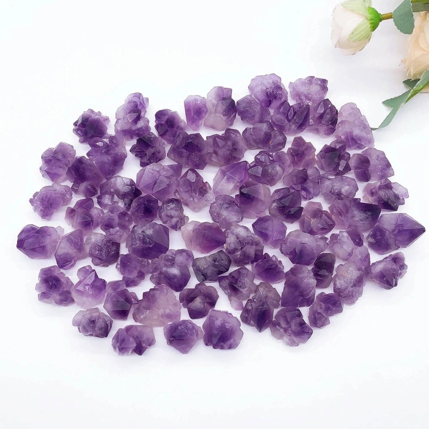 20PCS Natural Amethyst Cluster Flower Irregular Raw Stone Mineral Specimen Crystal Quartz Reiki Healing Aquarium Gift - forbiddengemstones.com