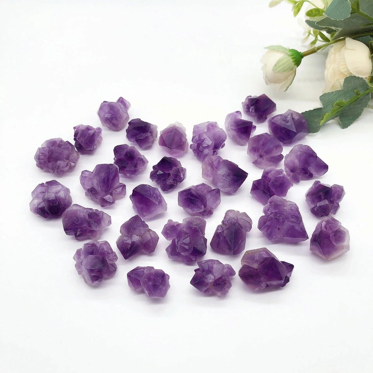 20PCS Natural Amethyst Cluster Flower Irregular Raw Stone Mineral Specimen Crystal Quartz Reiki Healing Aquarium Gift - forbiddengemstones.com