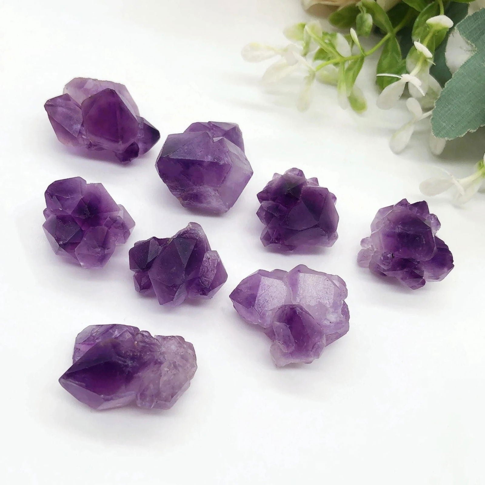 20PCS Natural Amethyst Cluster Flower Irregular Raw Stone Mineral Specimen Crystal Quartz Reiki Healing Aquarium Gift - forbiddengemstones.com