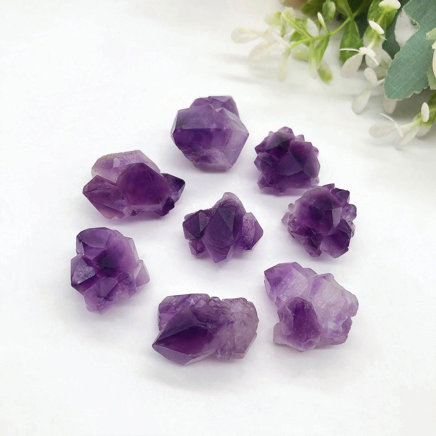20PCS Natural Amethyst Cluster Flower Irregular Raw Stone Mineral Specimen Crystal Quartz Reiki Healing Aquarium Gift - forbiddengemstones.com