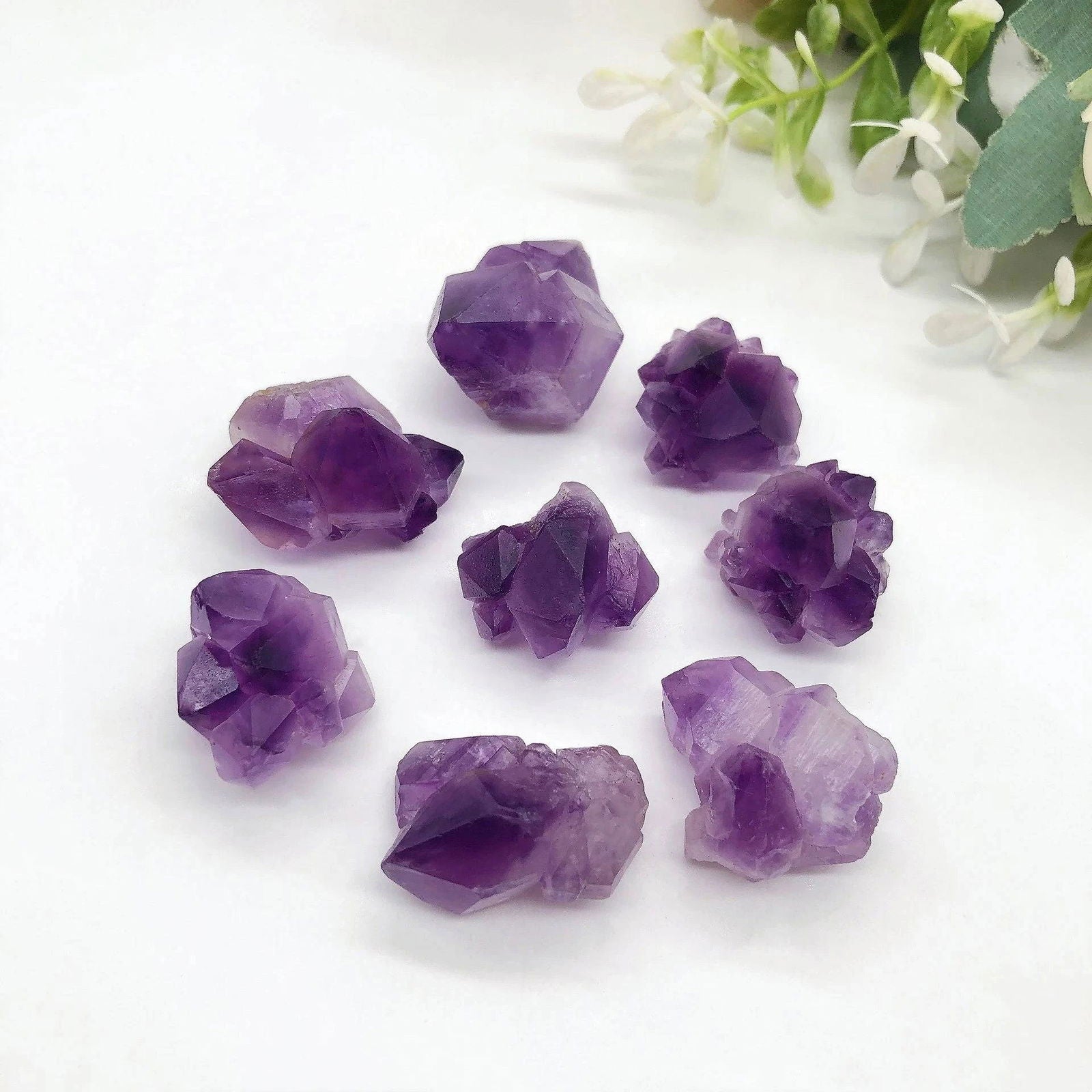 20PCS Natural Amethyst Cluster Flower Irregular Raw Stone Mineral Specimen Crystal Quartz Reiki Healing Aquarium Gift - forbiddengemstones.com