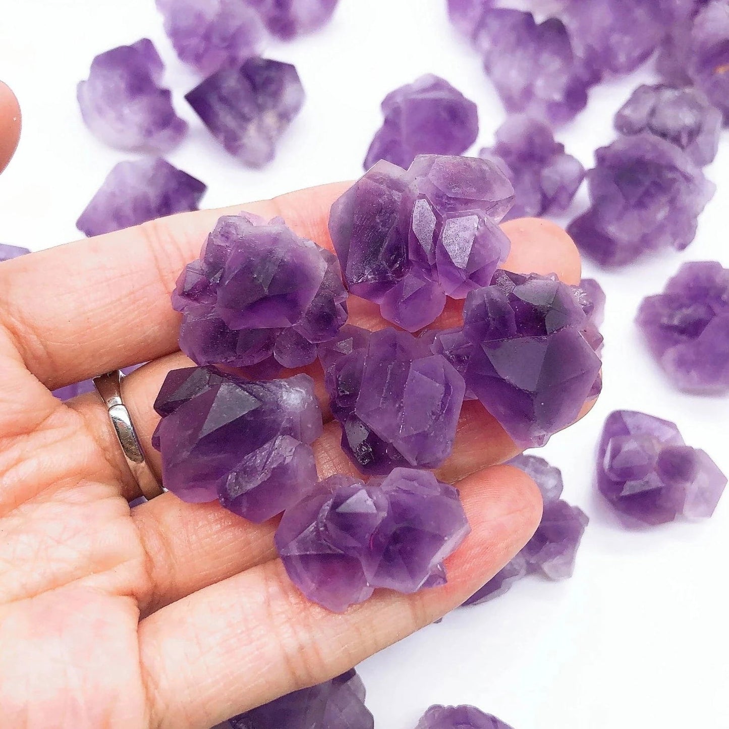 20PCS Natural Amethyst Cluster Flower Irregular Raw Stone Mineral Specimen Crystal Quartz Reiki Healing Aquarium Gift - forbiddengemstones.com