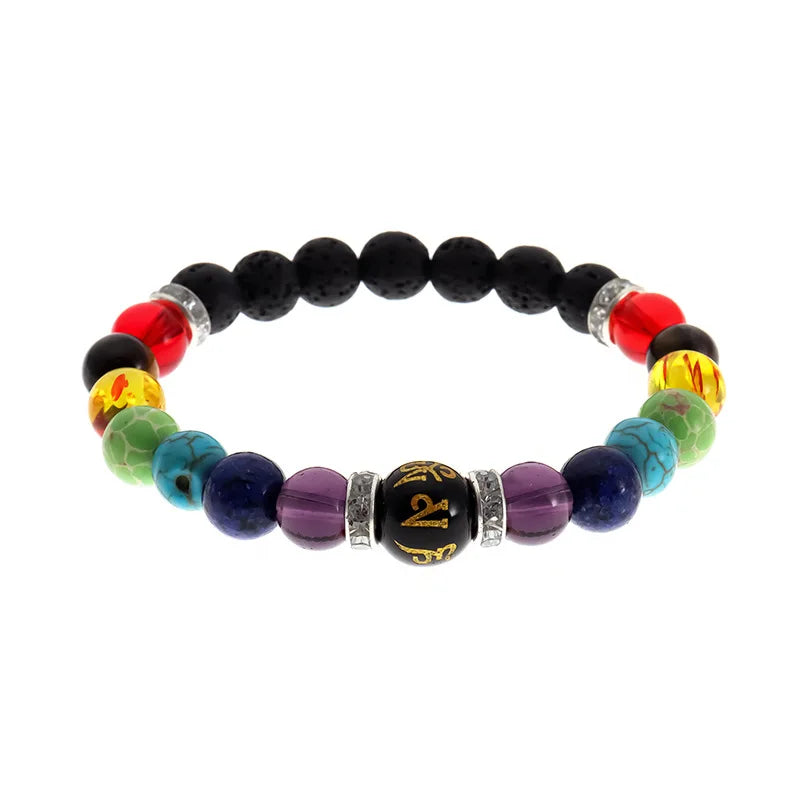2pcs 7 Chakra Bracelet with Meaning Cardfor Men Women Natural Crystal Healing Anxiety Jewellery Mandala Yoga Bracelet Gift - forbiddengemstones.com