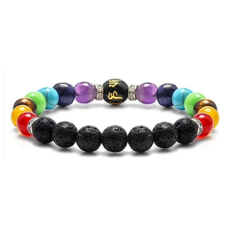 2pcs 7 Chakra Bracelet with Meaning Cardfor Men Women Natural Crystal Healing Anxiety Jewellery Mandala Yoga Bracelet Gift - forbiddengemstones.com