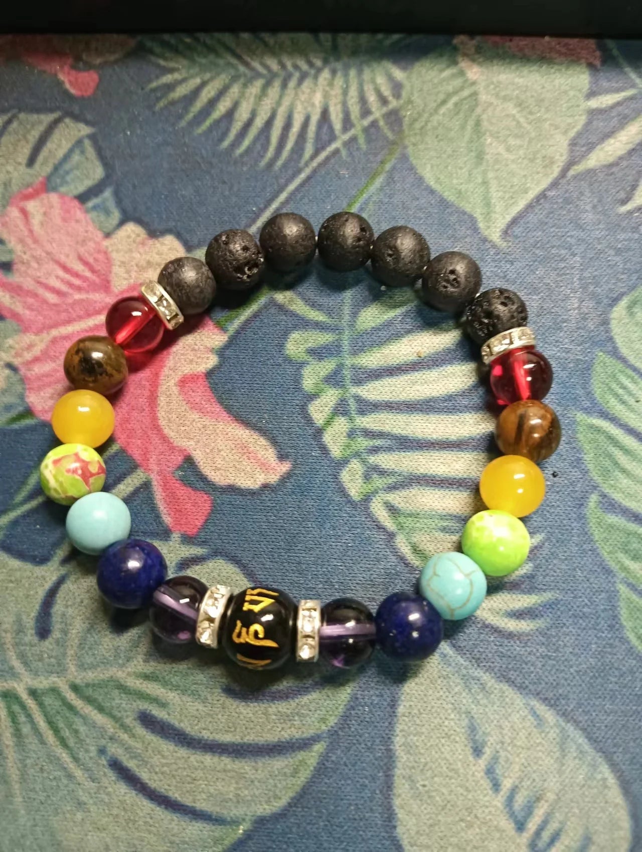 2pcs 7 Chakra Bracelet with Meaning Cardfor Men Women Natural Crystal Healing Anxiety Jewellery Mandala Yoga Bracelet Gift - forbiddengemstones.com