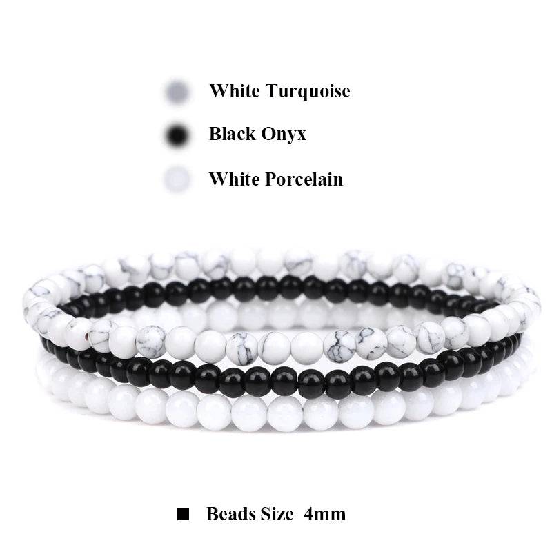 3pcs/set 4mm Natural Stone Beads Bracelets With Raw Stone Aventurine Turquois Rose Quartzs Meditation Bracelets For Women Men - forbiddengemstones.com