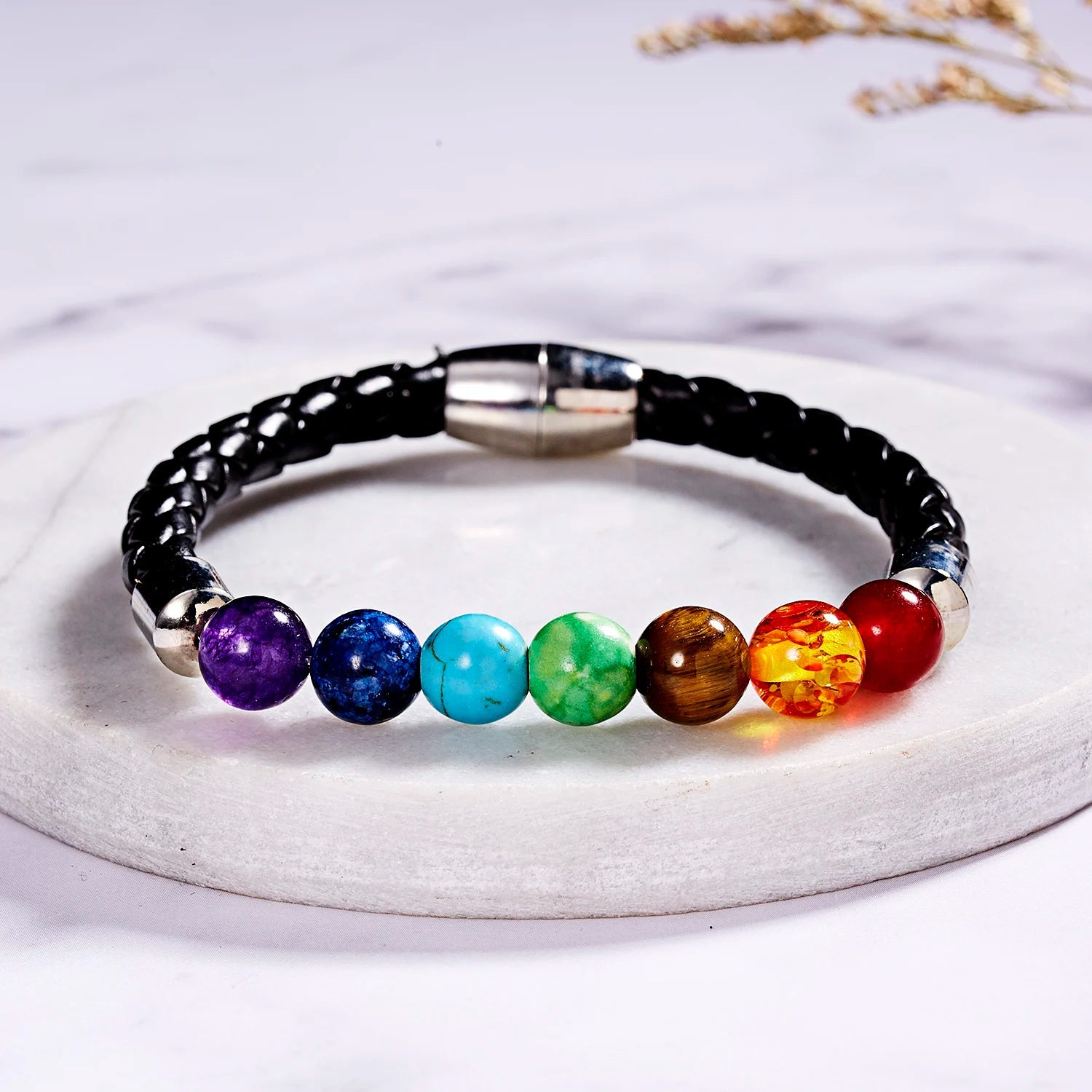 7 Chakra Reiki Healing Stone Bracelet For Women Men Yoga Meditation Jewelry Handmade Woven Natural Crystal Beads Bracelet Bangle - forbiddengemstones.com