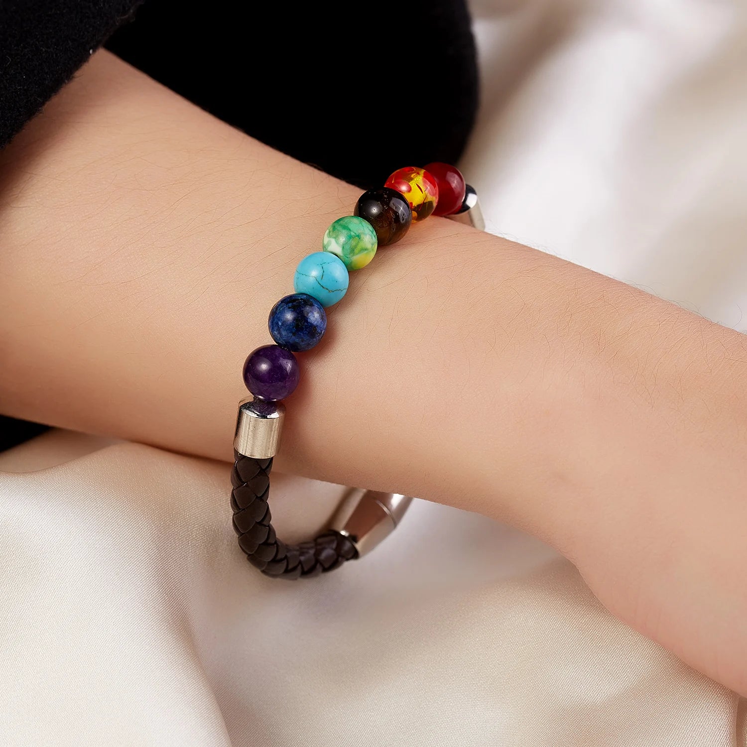 7 Chakra Reiki Healing Stone Bracelet For Women Men Yoga Meditation Jewelry Handmade Woven Natural Crystal Beads Bracelet Bangle - forbiddengemstones.com