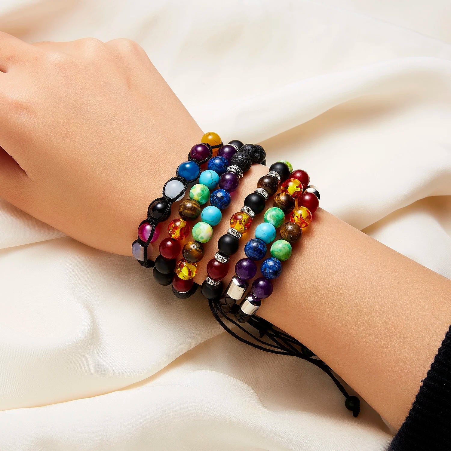 7 Chakra Reiki Healing Stone Bracelet For Women Men Yoga Meditation Jewelry Handmade Woven Natural Crystal Beads Bracelet Bangle - forbiddengemstones.com