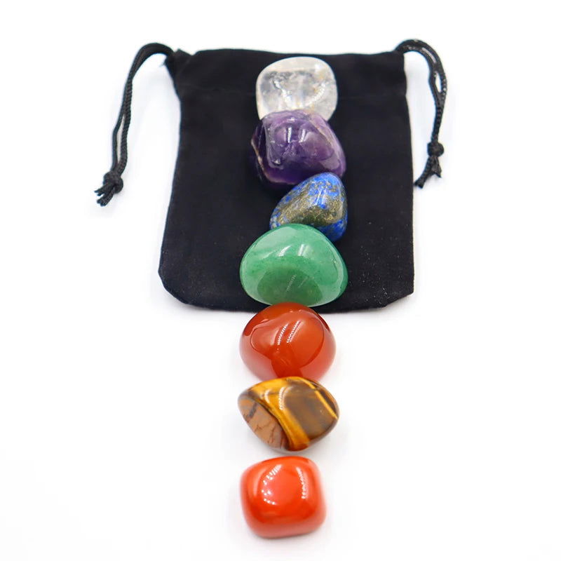 7pc/set Natural crystal Yoga Polished Energy Stone Agate Chakra Reiki Healing Home Decoration Collection Popular Stones - forbiddengemstones.com