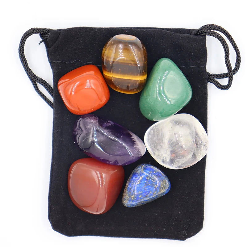 7pc/set Natural crystal Yoga Polished Energy Stone Agate Chakra Reiki Healing Home Decoration Collection Popular Stones - forbiddengemstones.com
