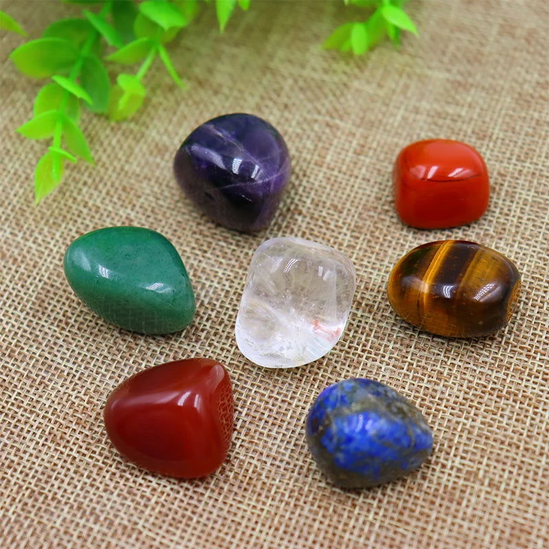 7pc/set Natural crystal Yoga Polished Energy Stone Agate Chakra Reiki Healing Home Decoration Collection Popular Stones - forbiddengemstones.com