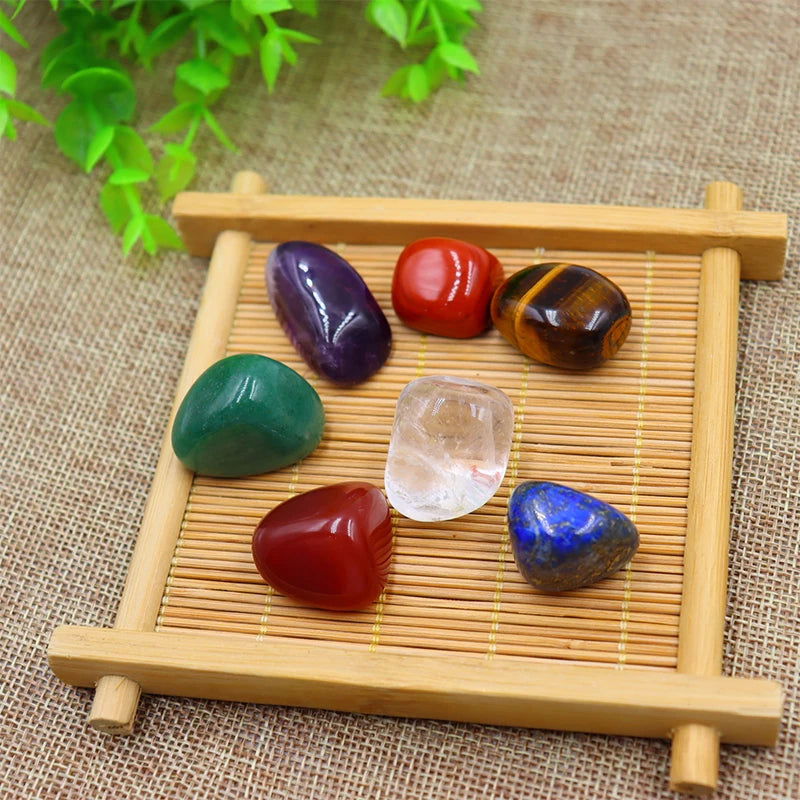 7pc/set Natural crystal Yoga Polished Energy Stone Agate Chakra Reiki Healing Home Decoration Collection Popular Stones - forbiddengemstones.com