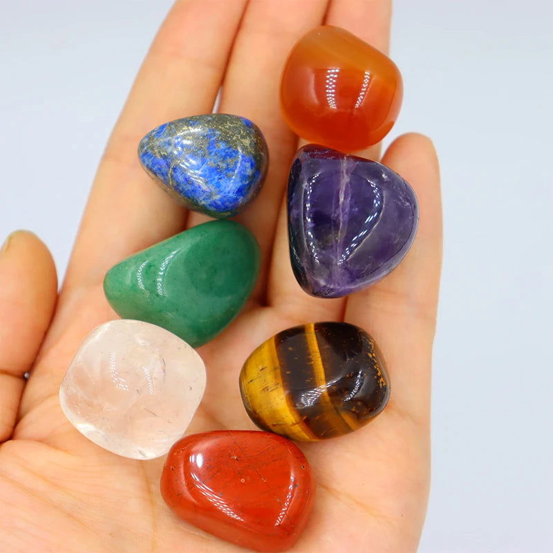 7pc/set Natural crystal Yoga Polished Energy Stone Agate Chakra Reiki Healing Home Decoration Collection Popular Stones - forbiddengemstones.com