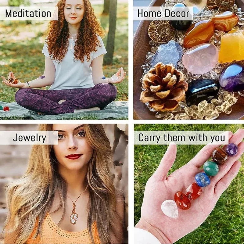 7pcs/set Nature Crystal and Healing Stone Set Chakra Balance Stone Spiritual Astrology Yoga Energy Reiki Healing Crystal Stone F - forbiddengemstones.com