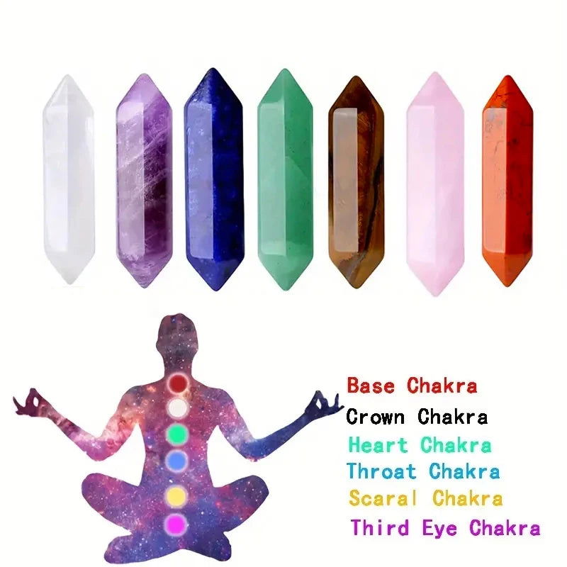 7pcs/set Nature Crystal and Healing Stone Set Chakra Balance Stone Spiritual Astrology Yoga Energy Reiki Healing Crystal Stone F - forbiddengemstones.com