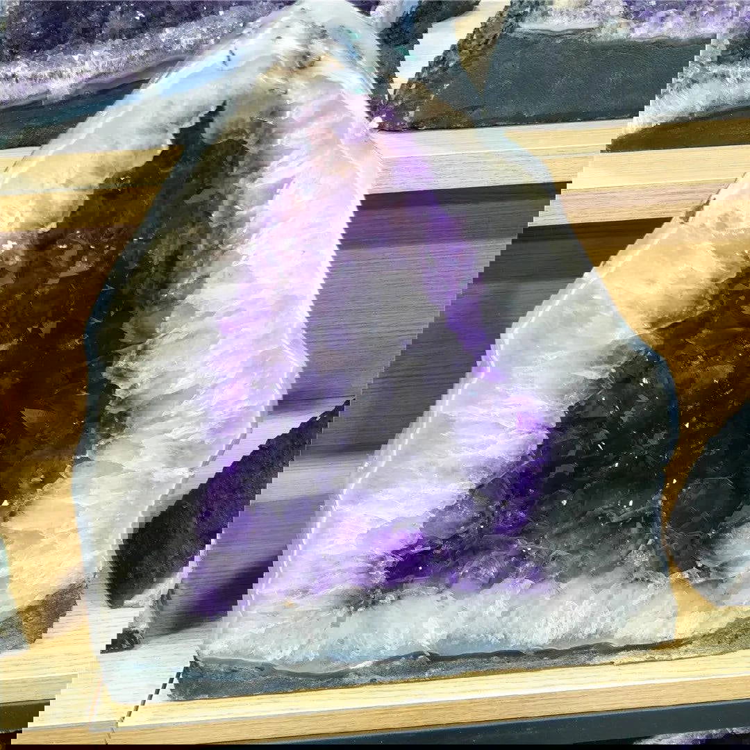 AAAAAA+ 100% Real Natural Raw Brazilian Amethyst Geode Uruguay Crystal Teeth Feng Shui Decor Contact Me One-To-One Selection - forbiddengemstones.com
