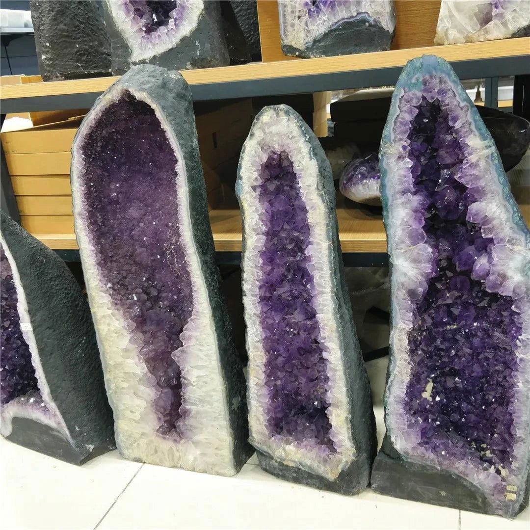 AAAAAA+ 100% Real Natural Raw Brazilian Amethyst Geode Uruguay Crystal Teeth Feng Shui Decor Contact Me One-To-One Selection - forbiddengemstones.com