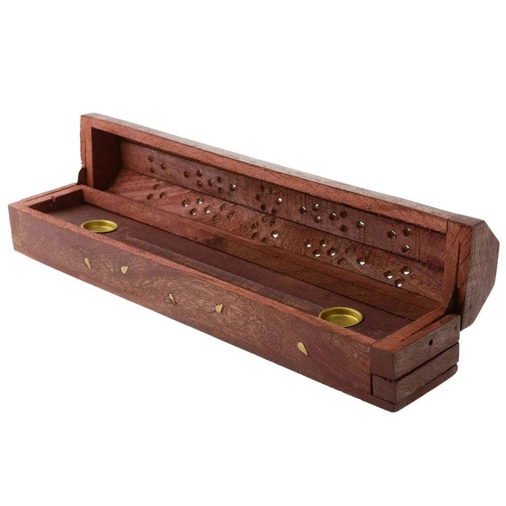 Ancient Wooden Incense Stick Holder Burning Joss Insence Box Insense Burner - forbiddengemstones.com