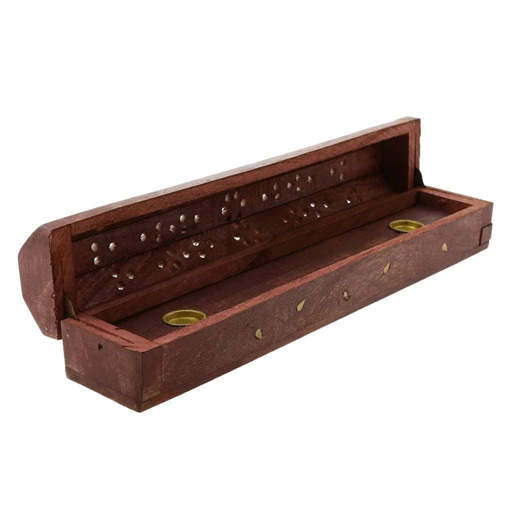 Ancient Wooden Incense Stick Holder Burning Joss Insence Box Insense Burner - forbiddengemstones.com