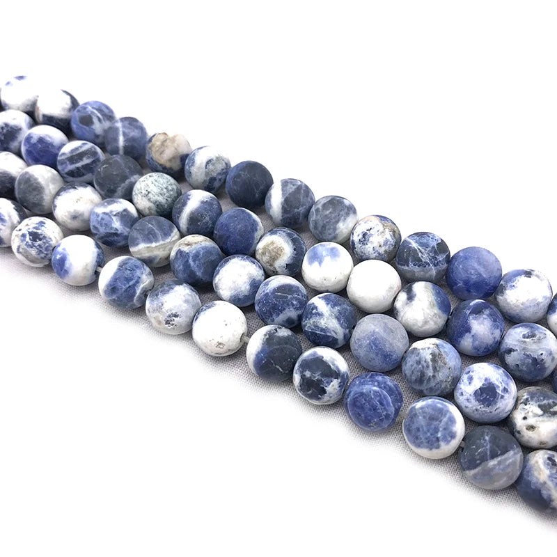 New Arrival New Blue white Sodalite Gem Beads 15" Strand 4 6 8 10 12mm Pick Size For Jewelry Making Bracelet Earrings Pendant