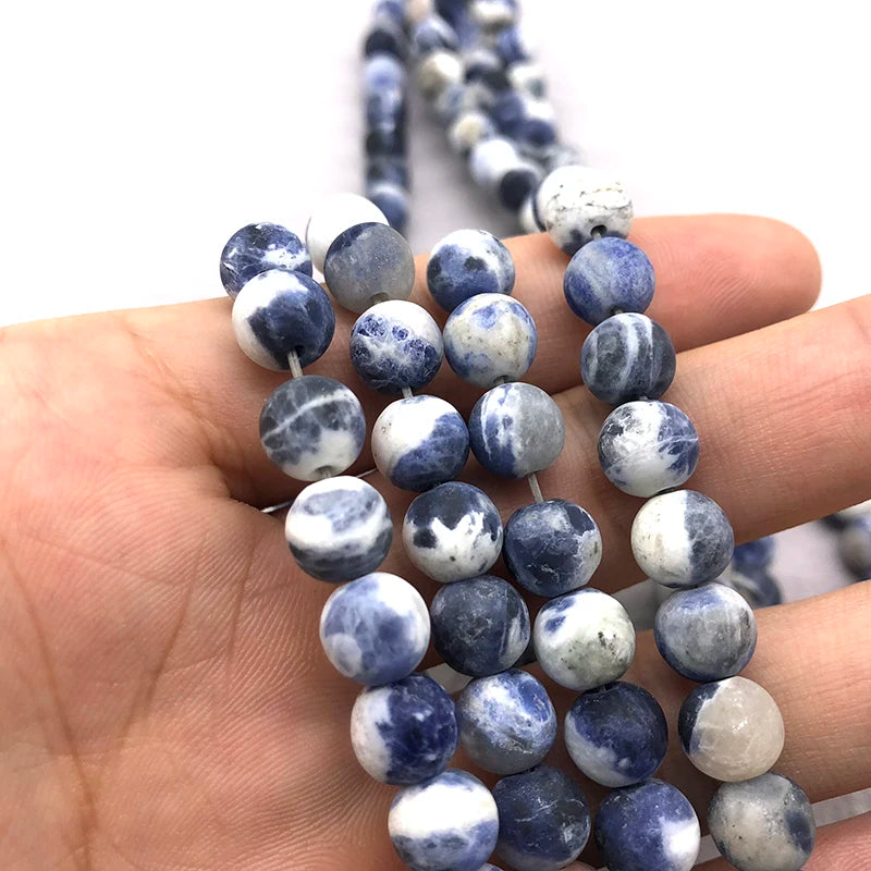 New Arrival New Blue white Sodalite Gem Beads 15" Strand 4 6 8 10 12mm Pick Size For Jewelry Making Bracelet Earrings Pendant