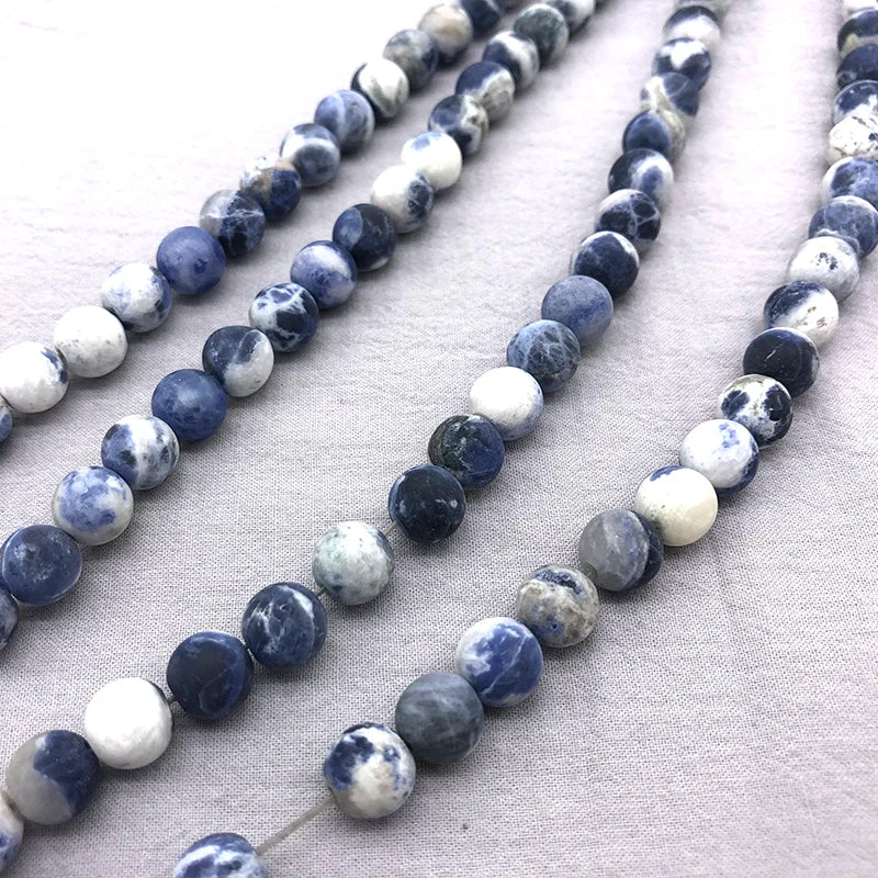 New Arrival New Blue white Sodalite Gem Beads 15" Strand 4 6 8 10 12mm Pick Size For Jewelry Making Bracelet Earrings Pendant