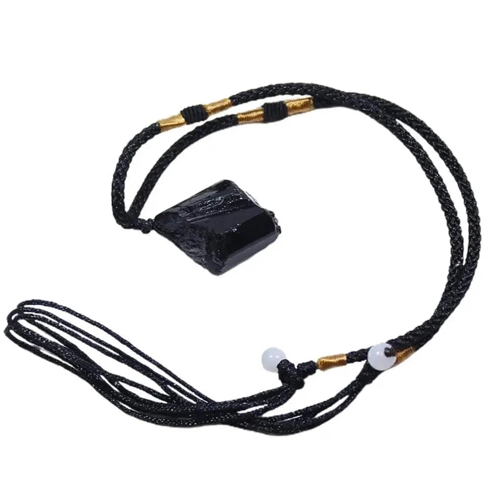 Healing Raw Gemstone Natural Crystal Black Tourmaline Stone Pendant Necklace Fashion Jewelry - forbiddengemstones.com