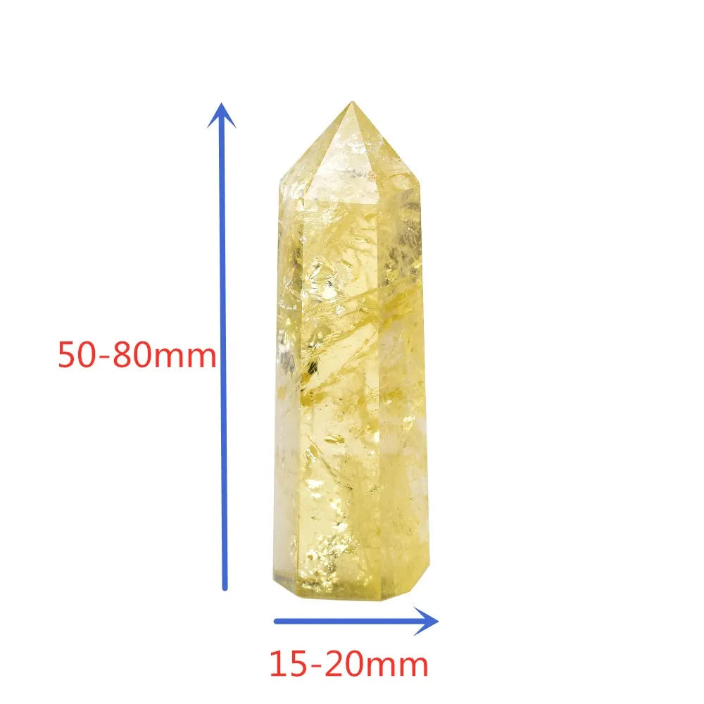 Natural Citrine Crystal Point Obelisk Wand - Healing Yellow Quartz Home Decor Ornament & Reiki Pyramid