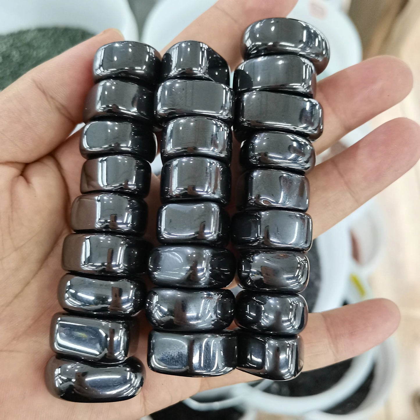 Home Decoration Crystal Stones Polished Black Lodestone Magnetite Palm Stone Magnetic Minerals Healing Body Field Balance Energy - forbiddengemstones.com