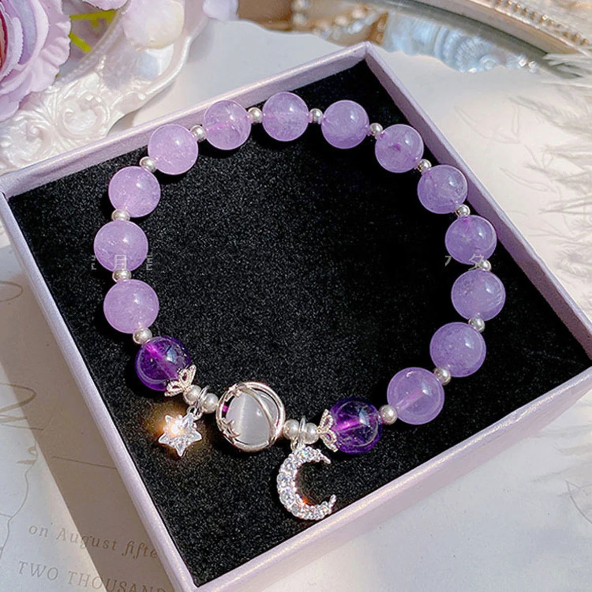 Moonlit Cat's Eye Stone Bracelet for Women - Unique Grey Star Crystal Bangle Design, Model 805088 - forbiddengemstones.com