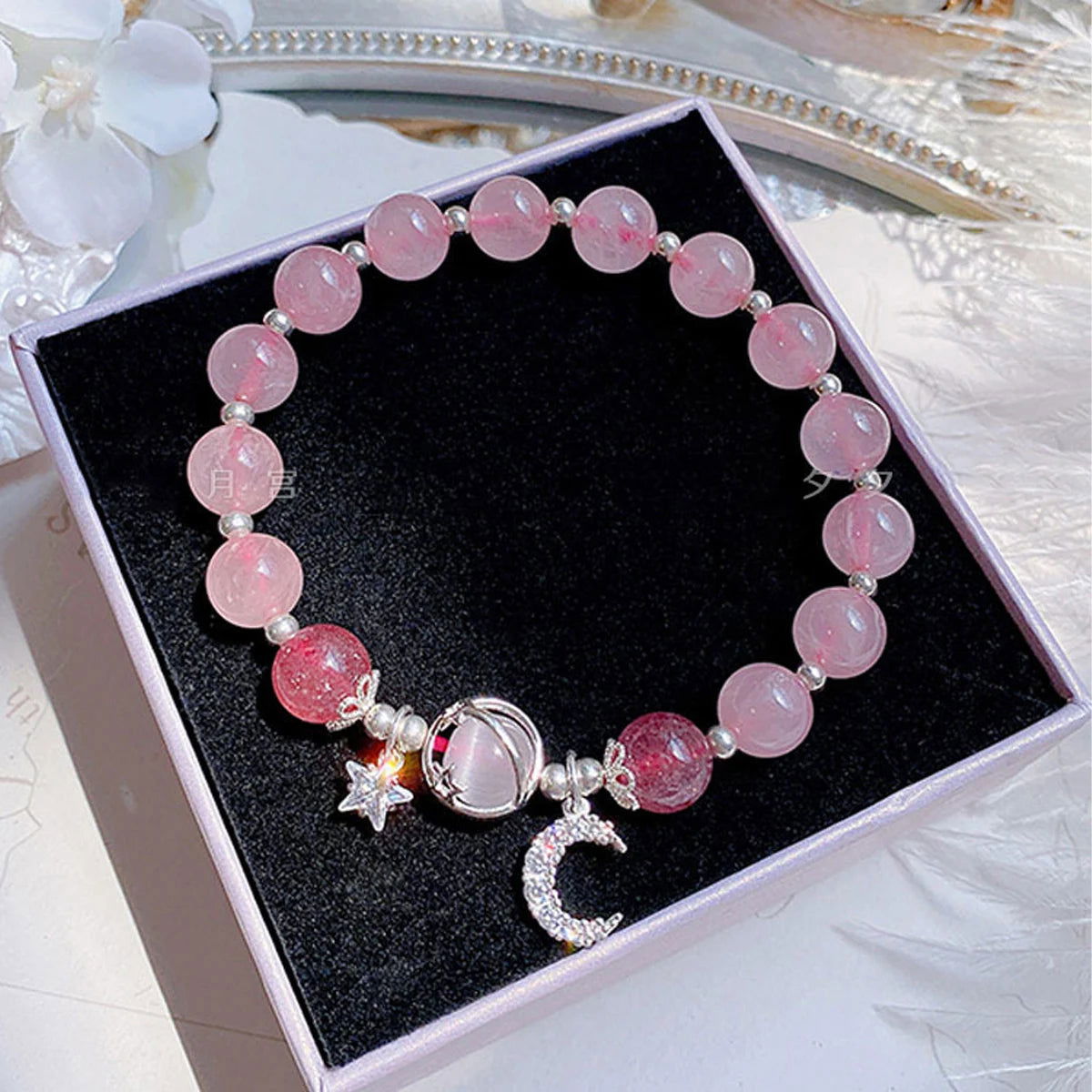 Moonlit Cat's Eye Stone Bracelet for Women - Unique Grey Star Crystal Bangle Design, Model 805088 - forbiddengemstones.com