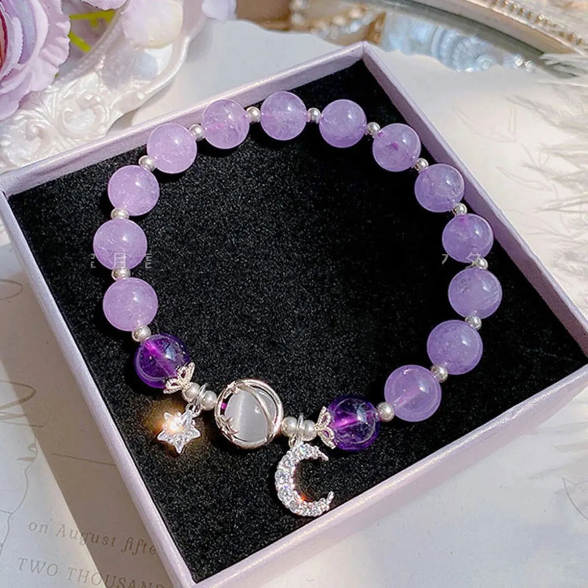 Moonlit Cat's Eye Stone Bracelet for Women - Unique Grey Star Crystal Bangle Design, Model 805088 - forbiddengemstones.com