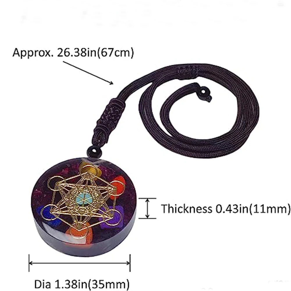 Natural Garnet Chips Stone 7 Chakra Orgonite Healing Pendant Metatron Cube Energy Crystal Meditation Divine Protection Amulet - forbiddengemstones.com