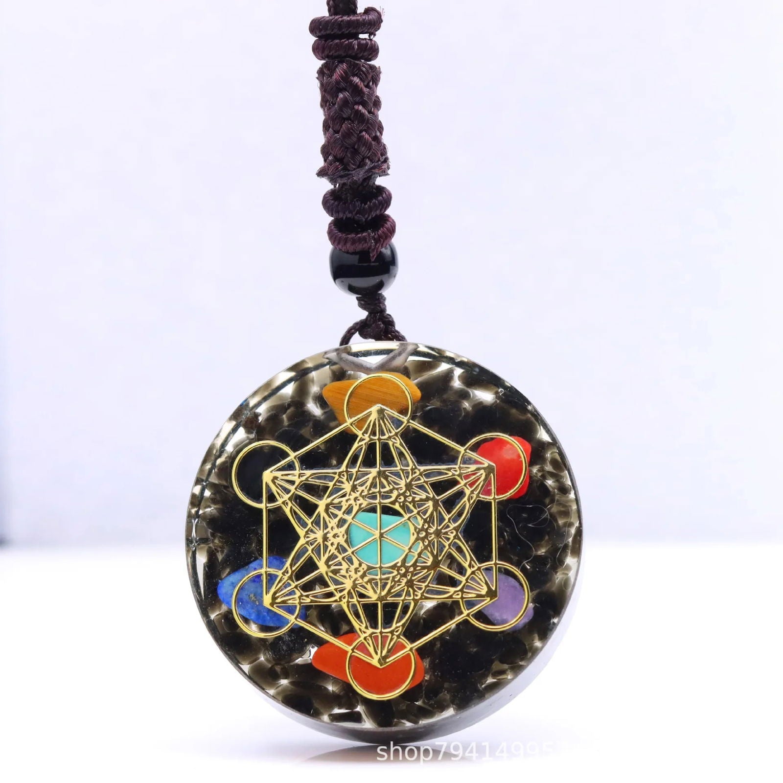 Natural Garnet Chips Stone 7 Chakra Orgonite Healing Pendant Metatron Cube Energy Crystal Meditation Divine Protection Amulet - forbiddengemstones.com
