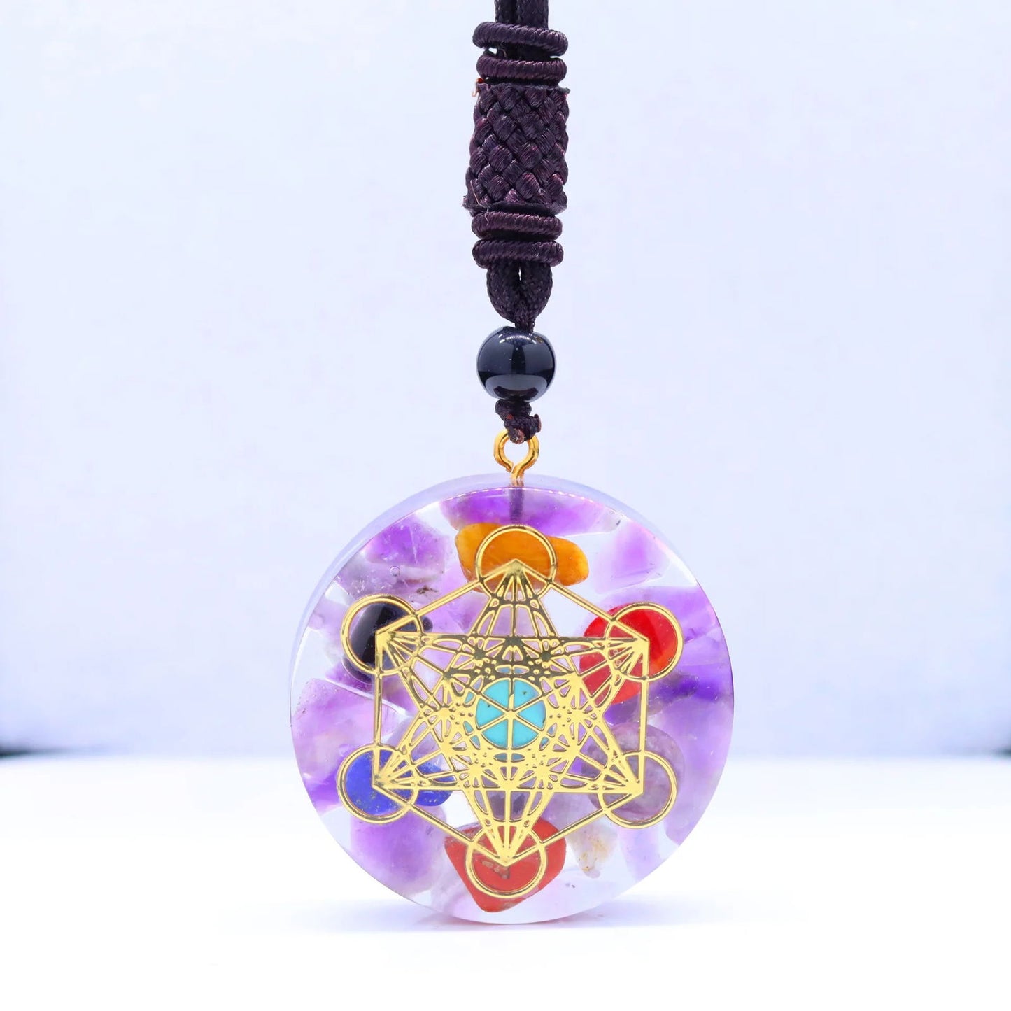 Natural Garnet Chips Stone 7 Chakra Orgonite Healing Pendant Metatron Cube Energy Crystal Meditation Divine Protection Amulet - forbiddengemstones.com