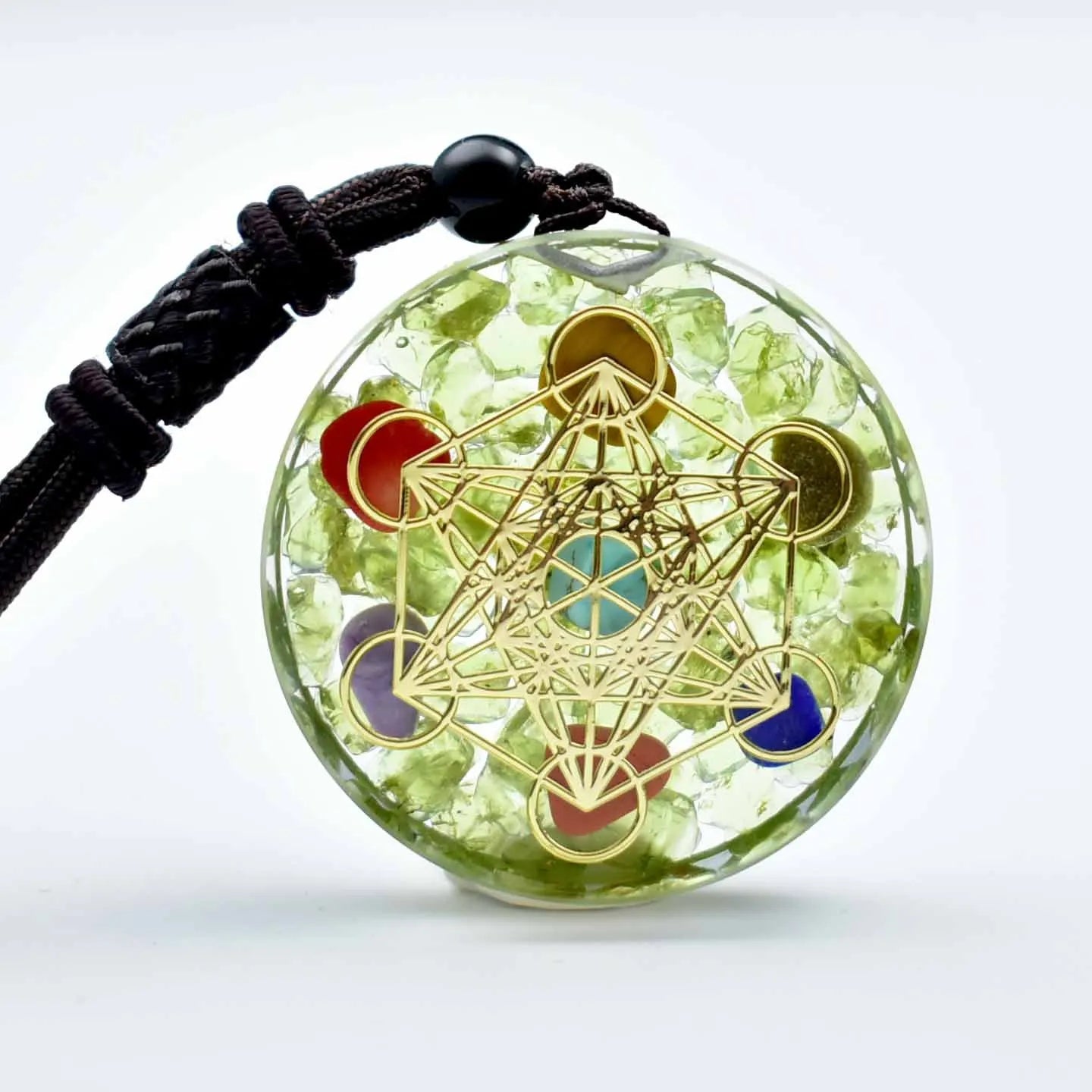 Natural Garnet Chips Stone 7 Chakra Orgonite Healing Pendant Metatron Cube Energy Crystal Meditation Divine Protection Amulet - forbiddengemstones.com
